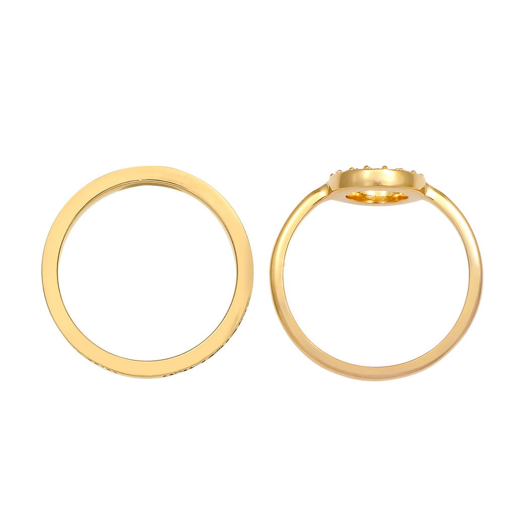 Gold - Elli PREMIUM | Ringset Kreis | Mit Kristallen von Swarovski® (Weiß) | 925 Sterling Silber vergoldet