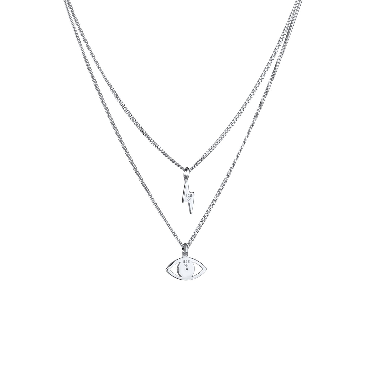 Silber - Elli | Layer-Halskette Blitz | Mit Kristallen von Swarovski® (Weiß) | 925er Sterling Silber