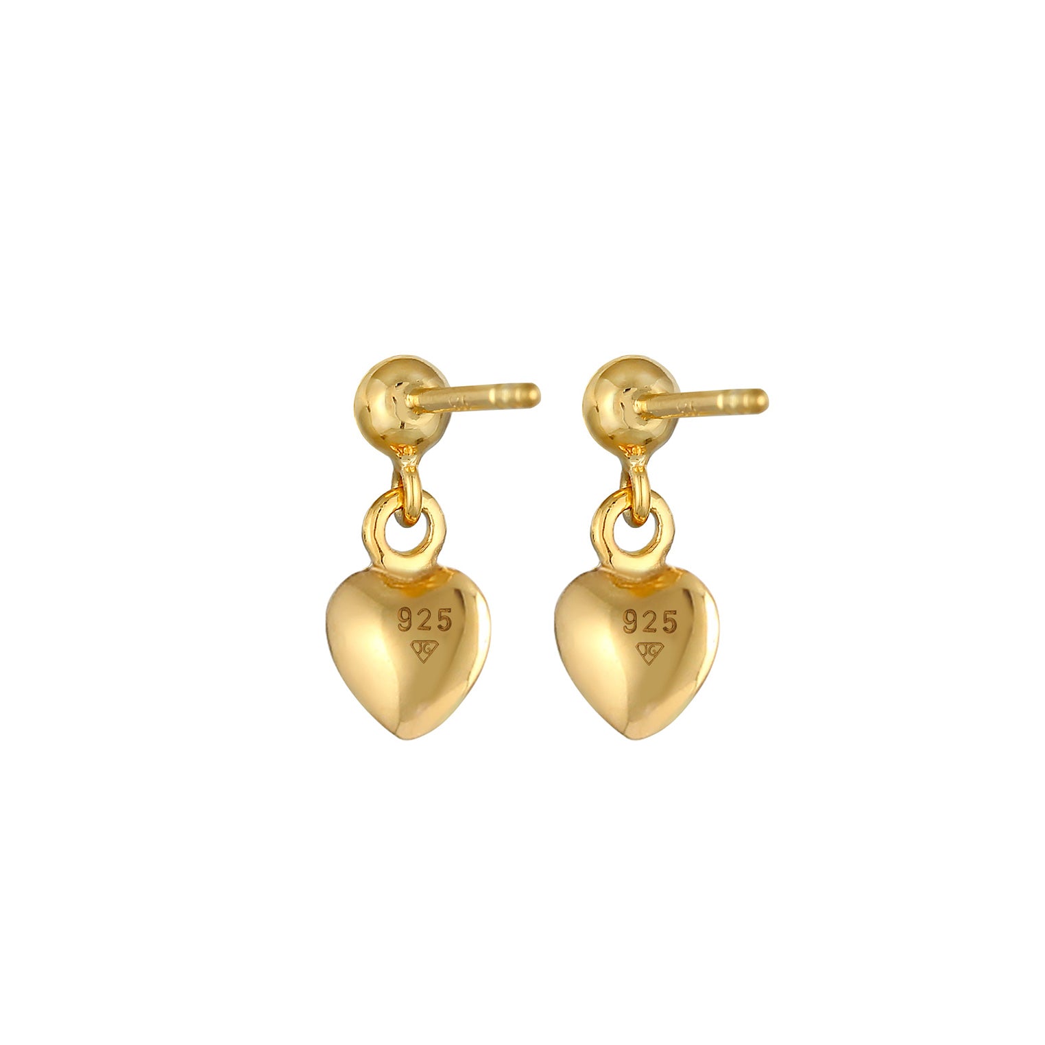 Gold - Elli | Ohrstecker Herz | 925 Sterling Silber vergoldet