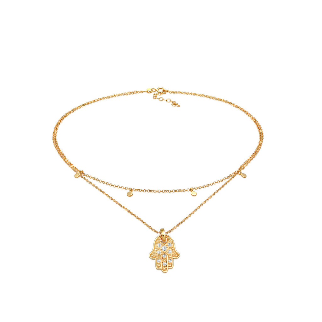 Gold - Elli | Choker | Zirkonia ( Weiß ) | 925 Sterling Silber vergoldet