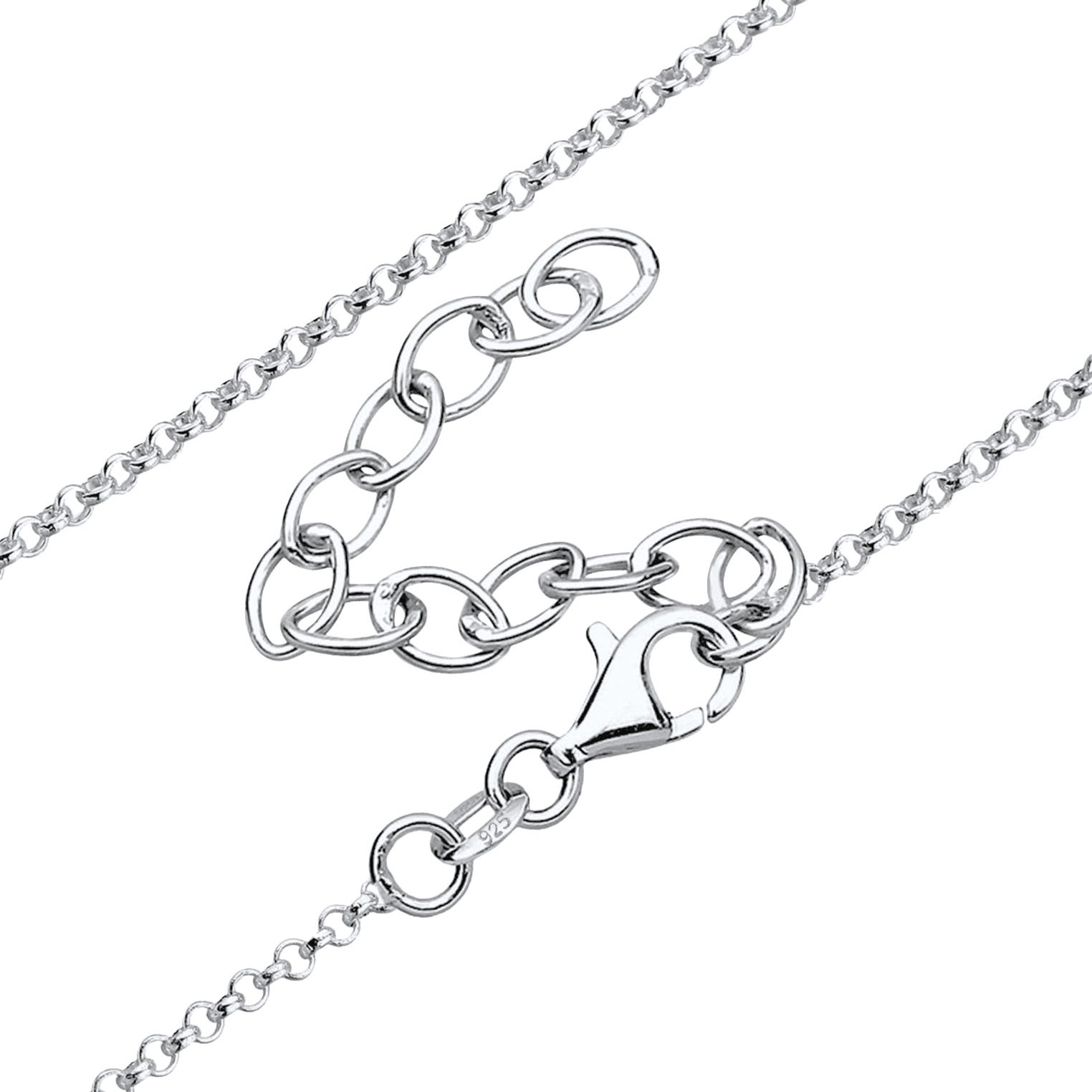 Silber - Elli | Lange Halskette Hamsa Hand | Kristall ( Weiß ) | 925er Sterling Silber