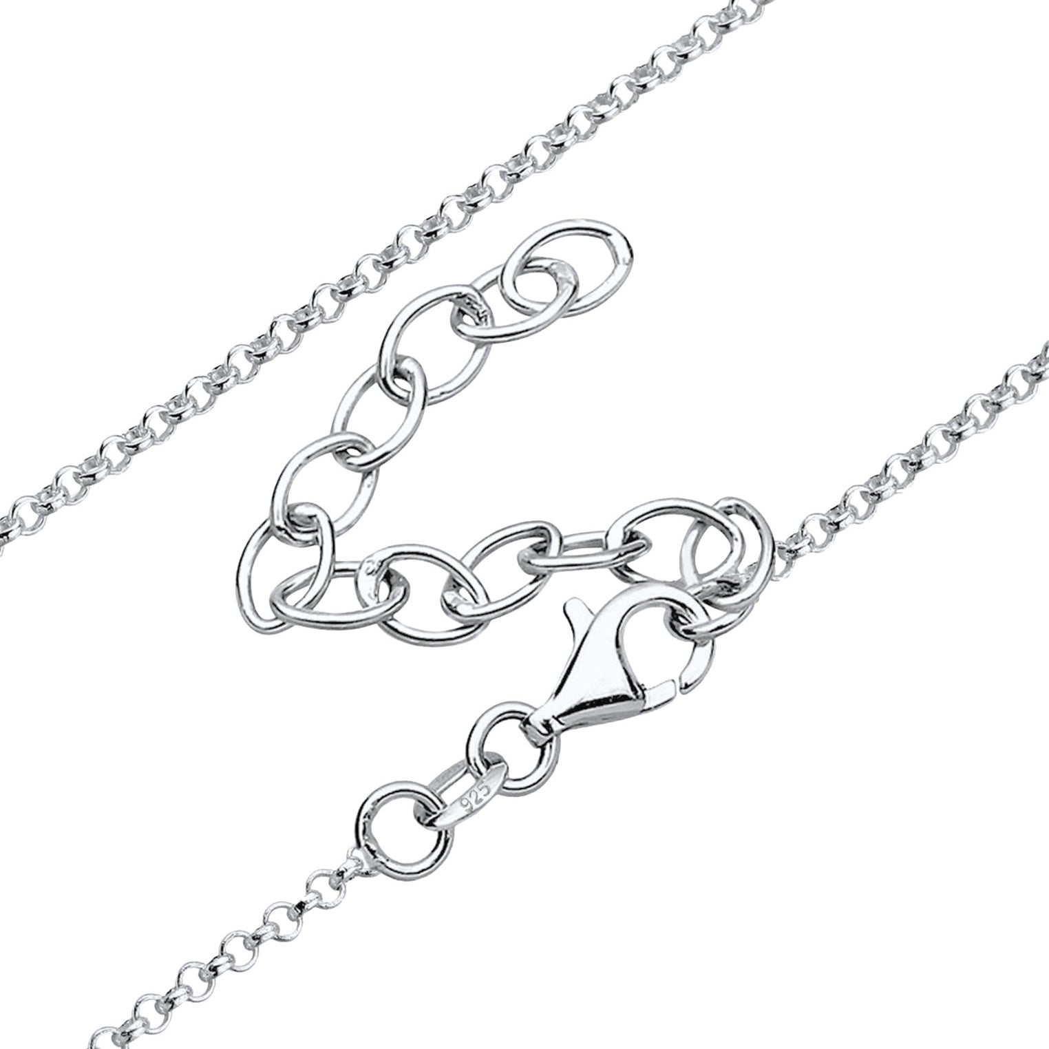 Silber - Elli | Lange Halskette Hamsa Hand | Mit Kristallen von Swarovski® (Weiß) | 925er Sterling Silber