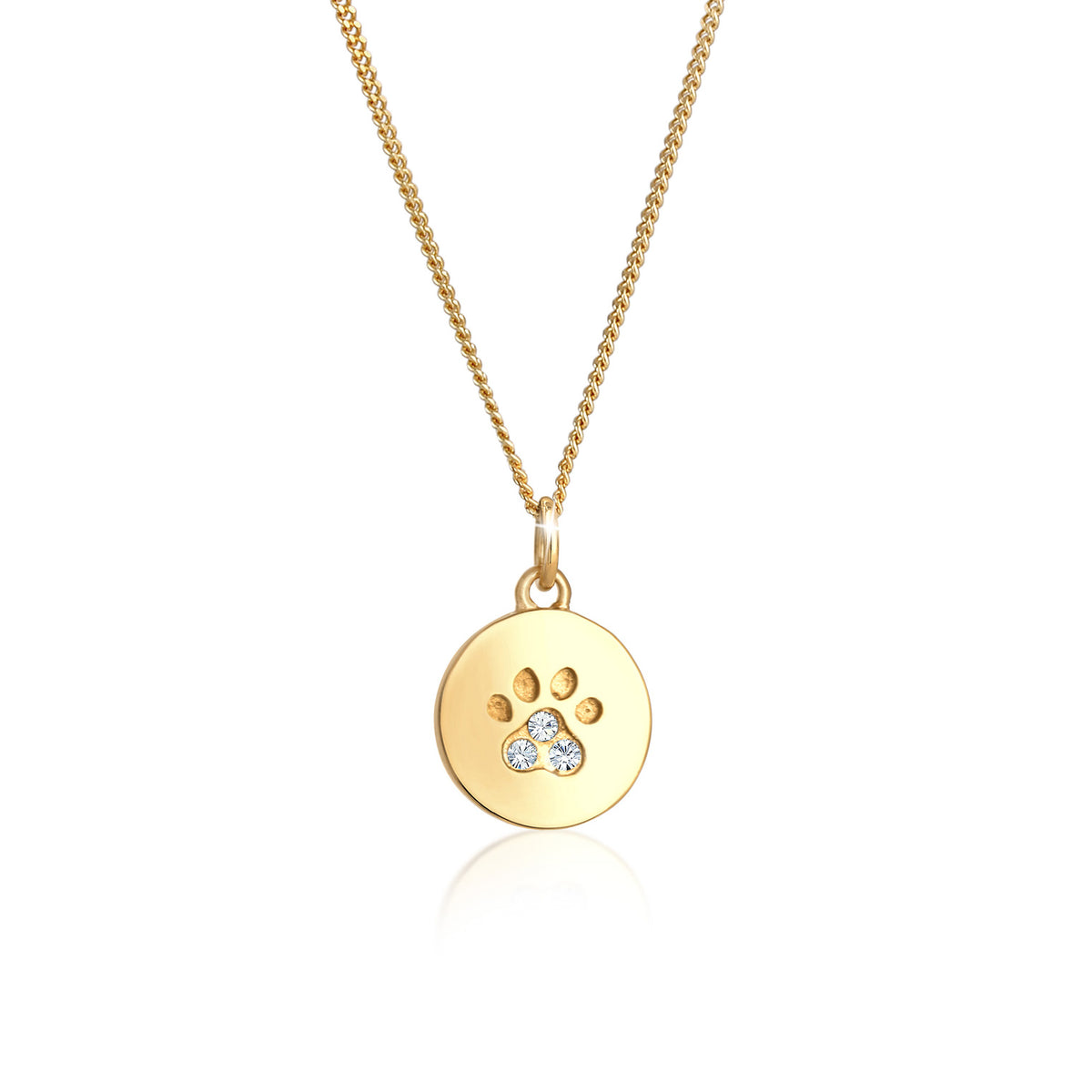 Gold - Elli | Halskette Pfote | Mit Kristallen von Swarovski® (Weiß) | 925 Sterling Silber vergoldet