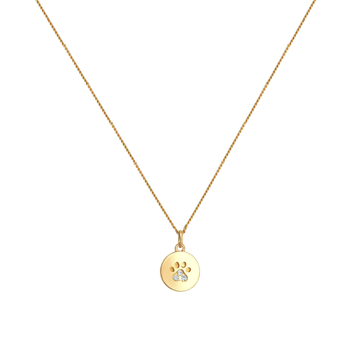 Gold - Elli | Halskette Pfote | Mit Kristallen von Swarovski® (Weiß) | 925 Sterling Silber vergoldet
