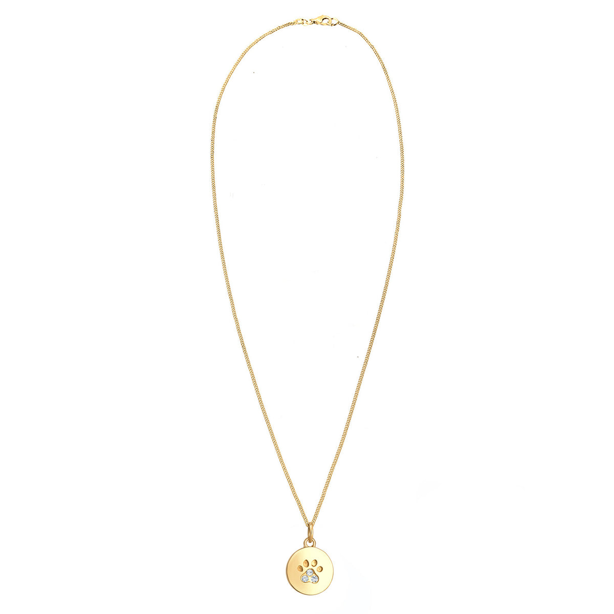 Gold - Elli | Halskette Pfote | Mit Kristallen von Swarovski® (Weiß) | 925 Sterling Silber vergoldet