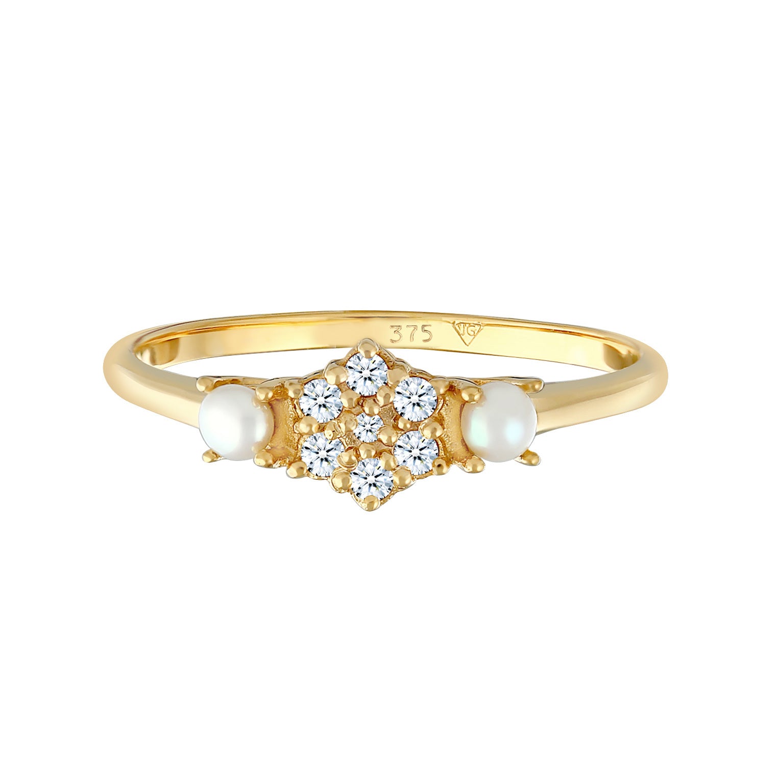 Gold - Elli DIAMONDS | Ring | Süßwasserperle, Diamant ( Weiß, 0,095 ct ) | 375 Gelbgold
