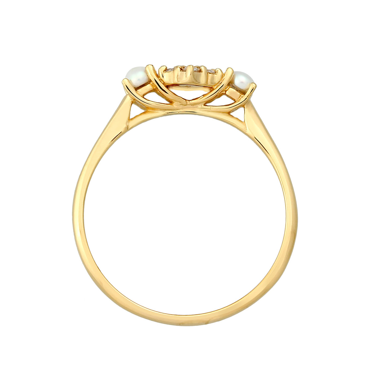 Gold - Elli DIAMONDS | Ring | Süßwasserperle, Diamant ( Weiß, 0,095 ct ) | 375 Gelbgold