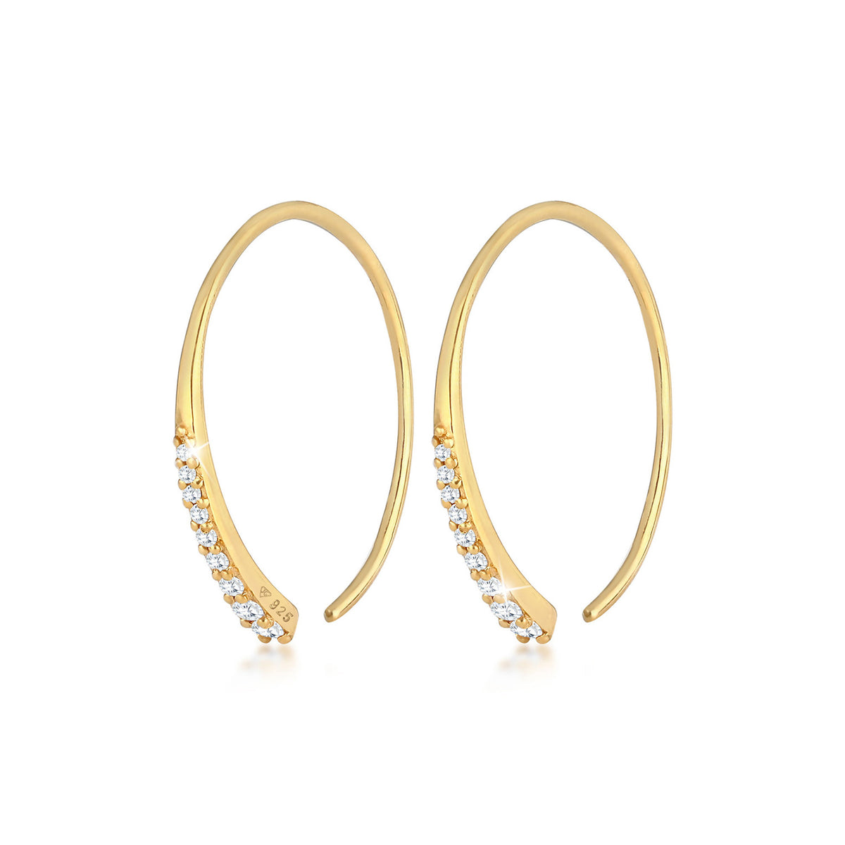 Gold - Elli | Creolen | Zirkonia ( Weiß ) | 925 Sterling Silber vergoldet