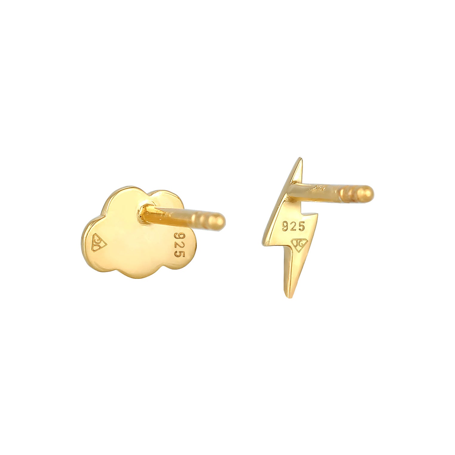 Gold - Elli | Ohrstecker Blitz | 925 Sterling Silber vergoldet