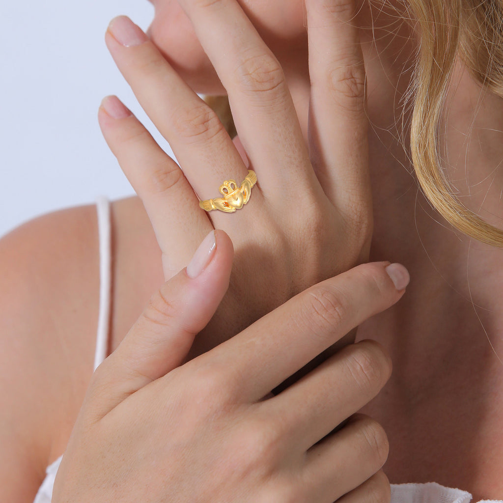 Gold - Elli | Ring Claddagh | 925 Sterling Silber vergoldet