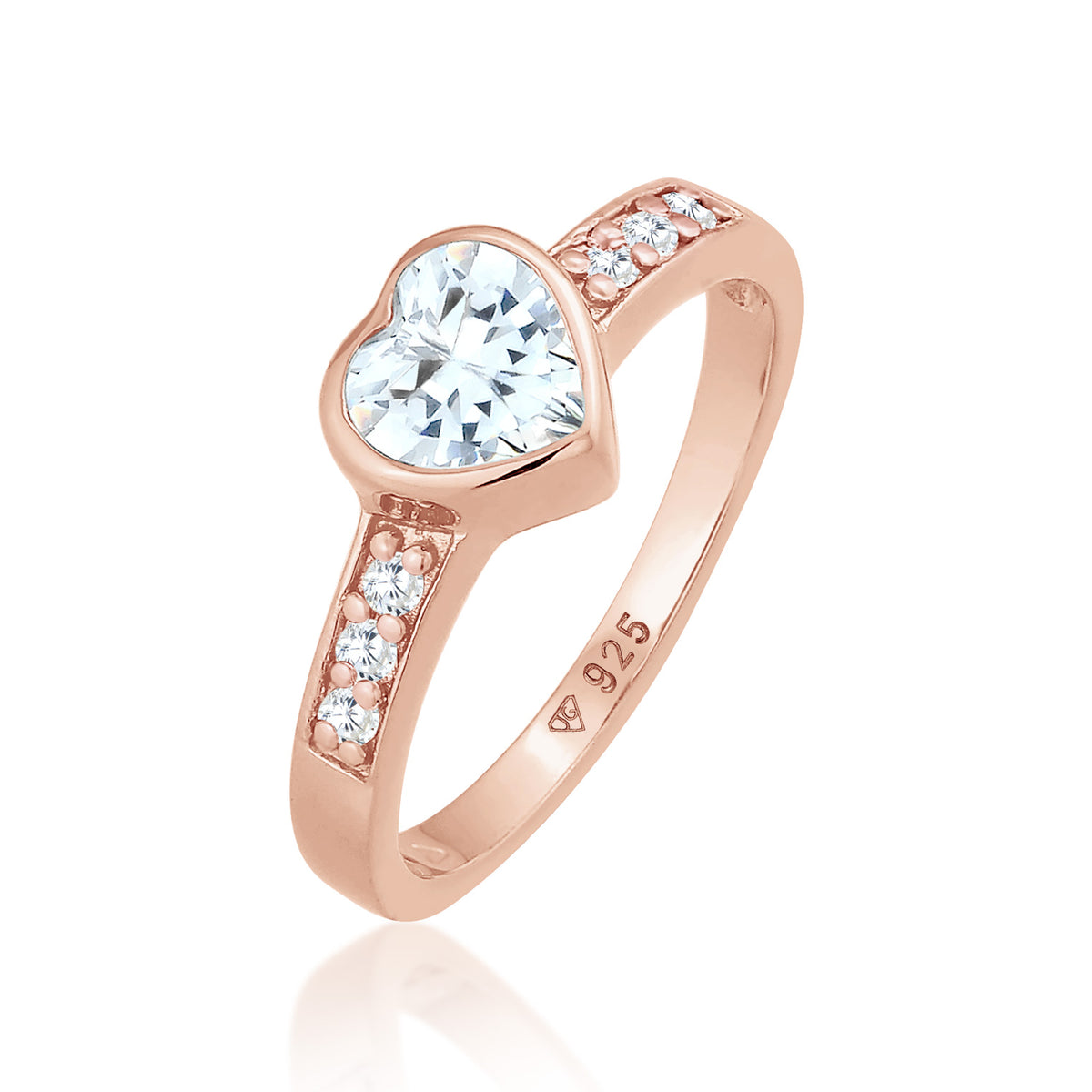 Roségold - Elli | Ring Herz | Zirkonia ( Weiß ) | 925 Sterling Silber Rosegold