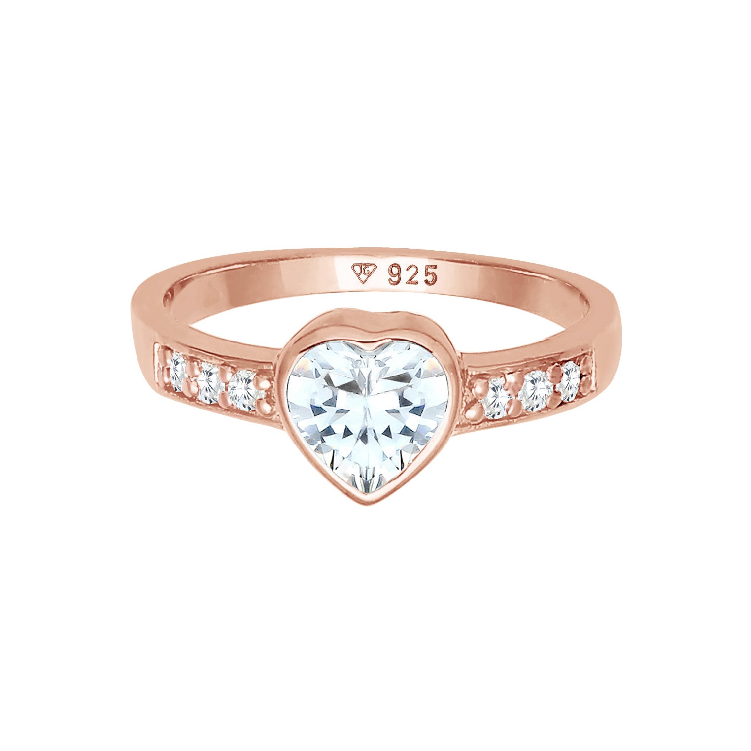 Roségold - Elli | Ring Herz | Zirkonia ( Weiß ) | 925 Sterling Silber Rosegold