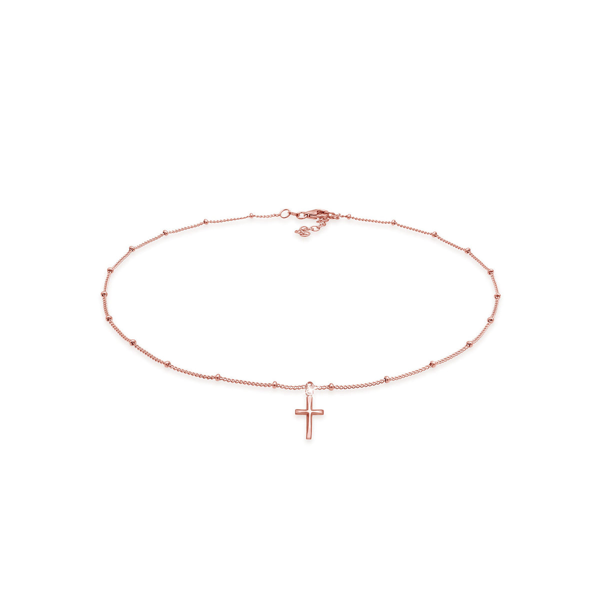 Roségold - Elli | Kugel-Choker Kreuz | 925 Sterling Silber Rosegold