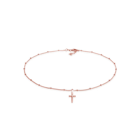 Roségold - Elli | Kugel-Choker Kreuz | 925 Sterling Silber Rosegold