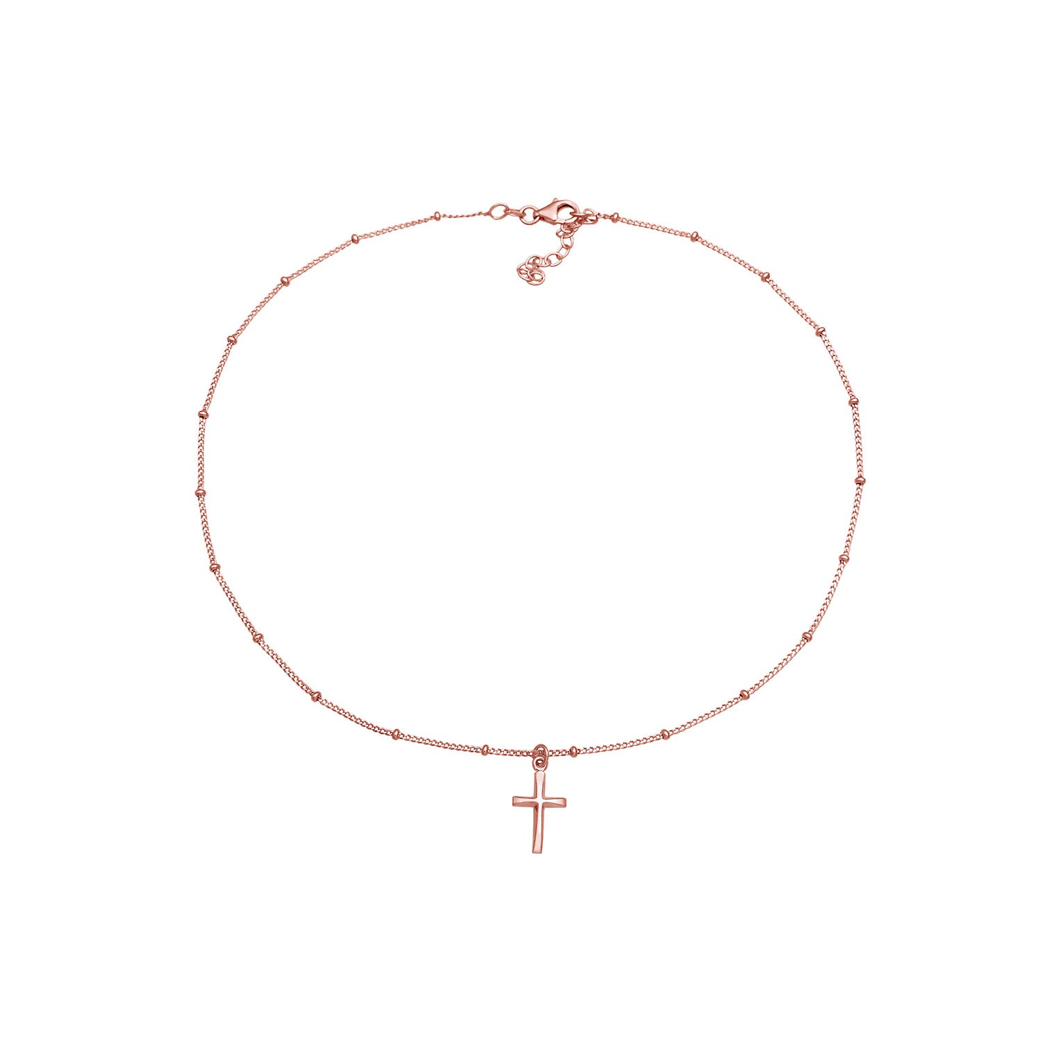 Roségold - Elli | Kugel-Choker Kreuz | 925 Sterling Silber Rosegold