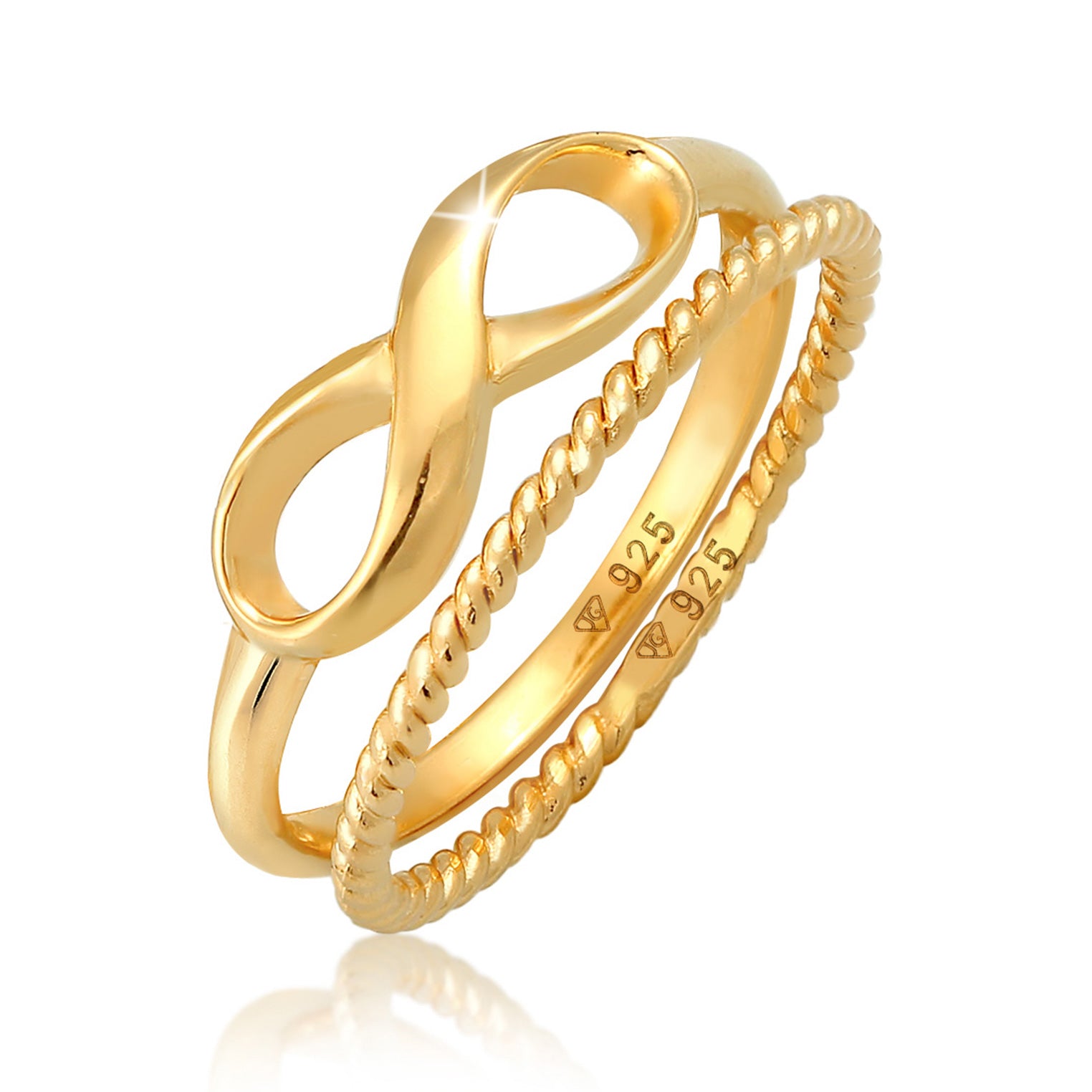Gold - Elli | Ringset Infinity | 925 Sterling Silber vergoldet