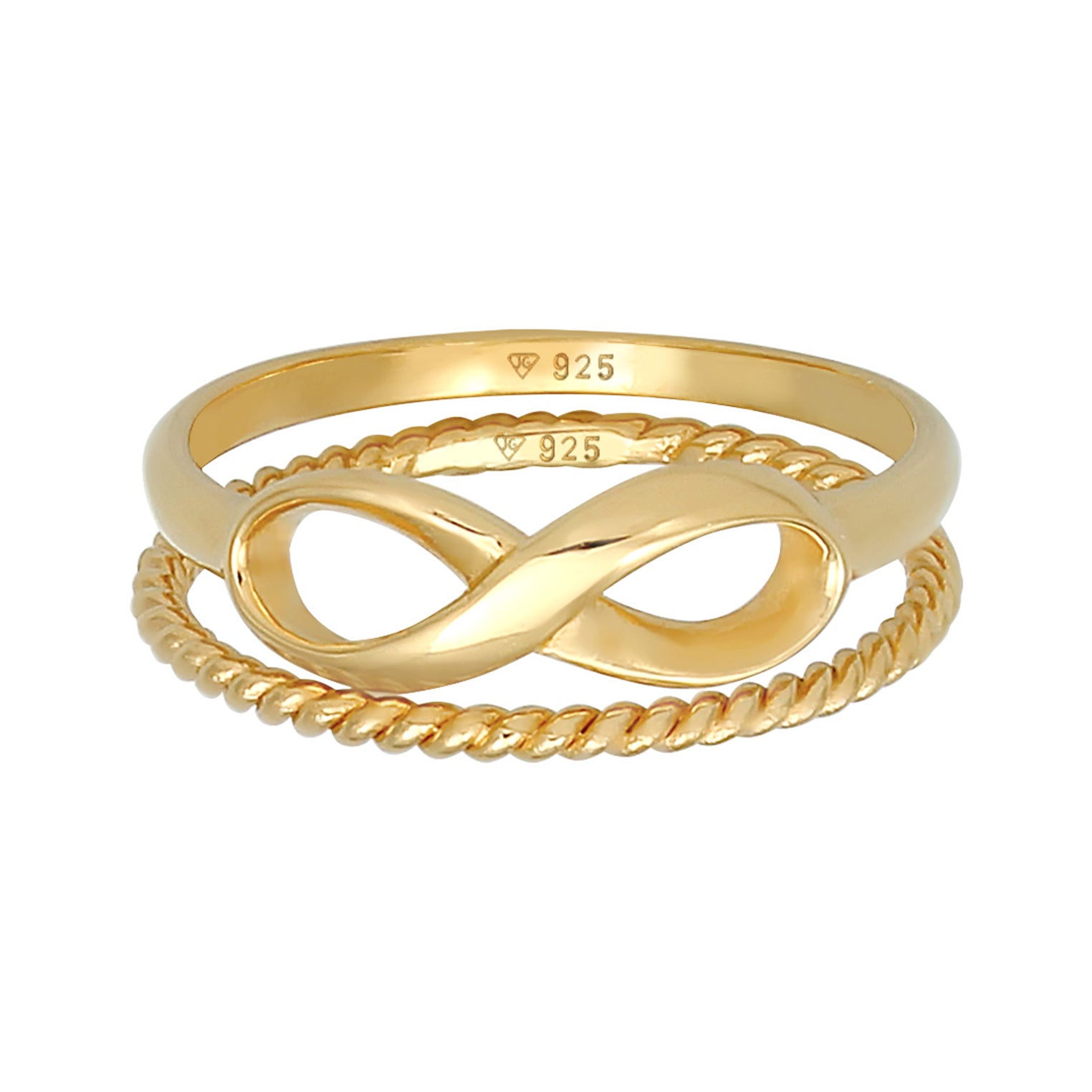 Gold - Elli | Ringset Infinity | 925 Sterling Silber vergoldet