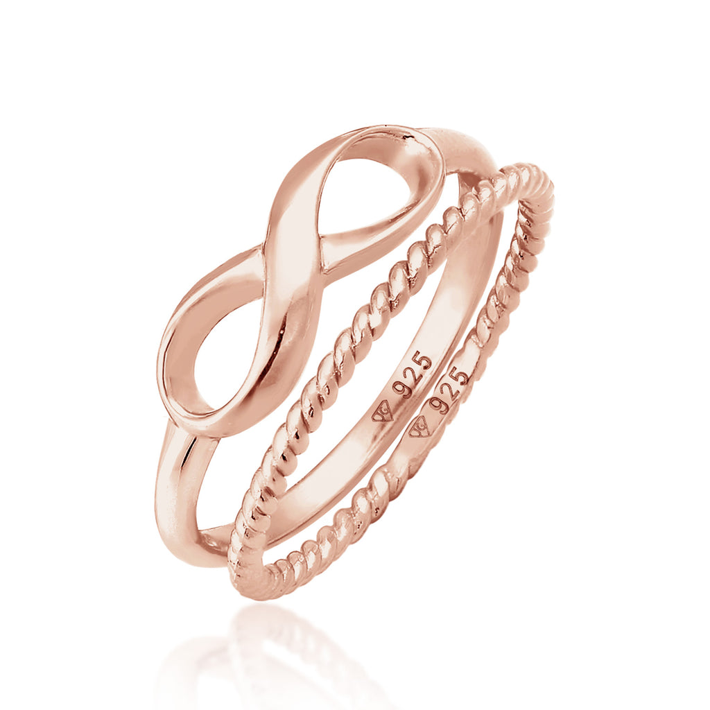 Roségold - Elli | Ringset Infinity | 925 Sterling Silber Rosegold
