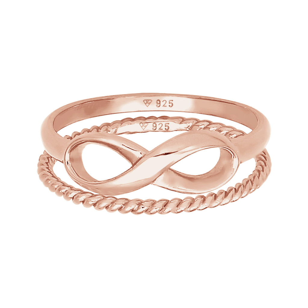 Roségold - Elli | Ringset Infinity | 925 Sterling Silber Rosegold