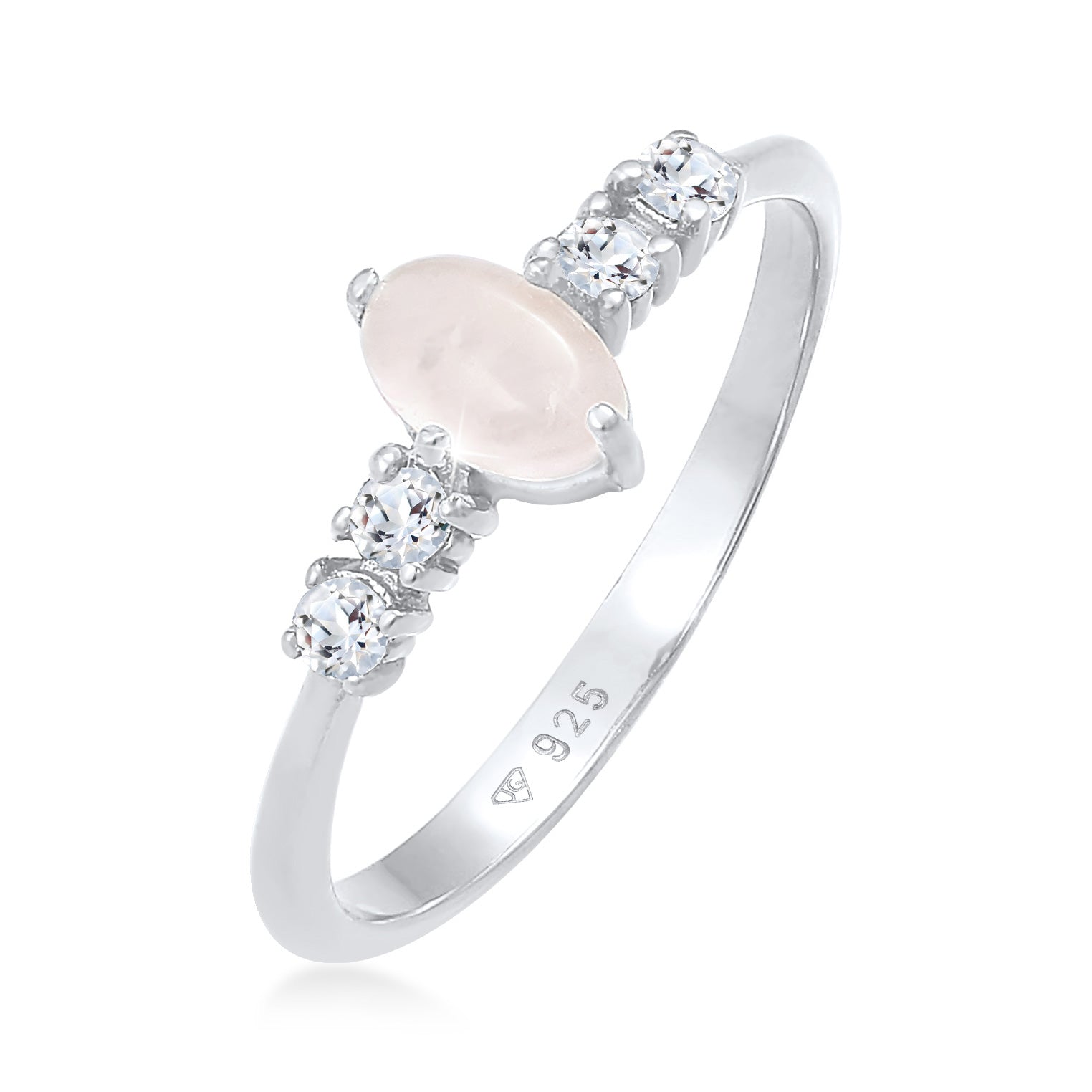 Silber - Elli PREMIUM | Ring | Quarz ( Rosa ) | 925er Sterling Silber