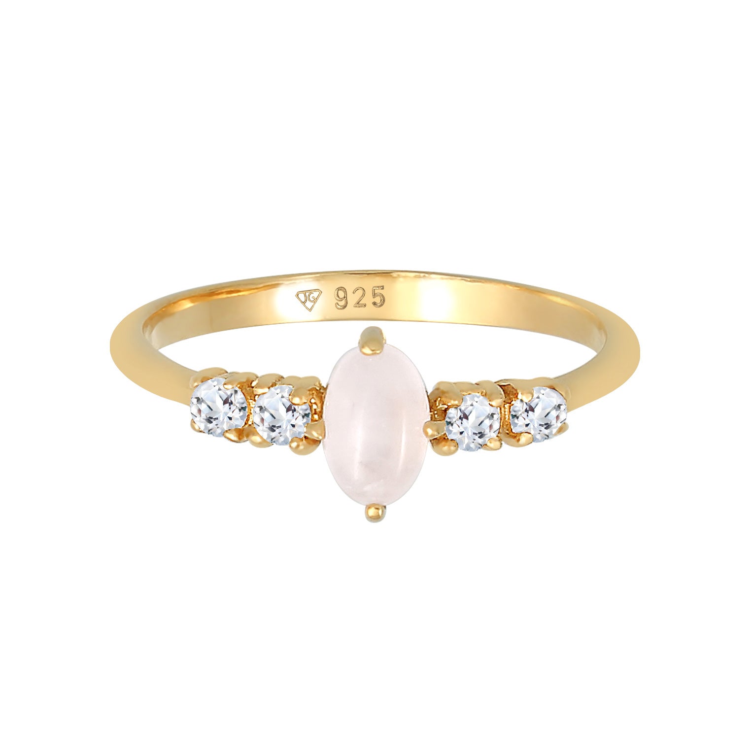 Gold - Elli PREMIUM | Ring | Quarz ( Rosa ) | 925 Sterling Silber vergoldet