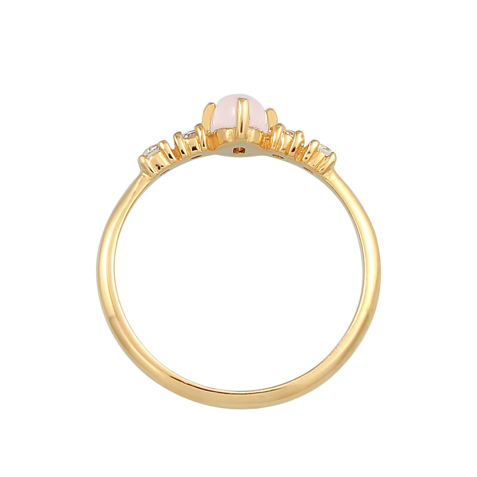 Gold - Elli PREMIUM | Ring | Quarz ( Rosa ) | 925 Sterling Silber vergoldet