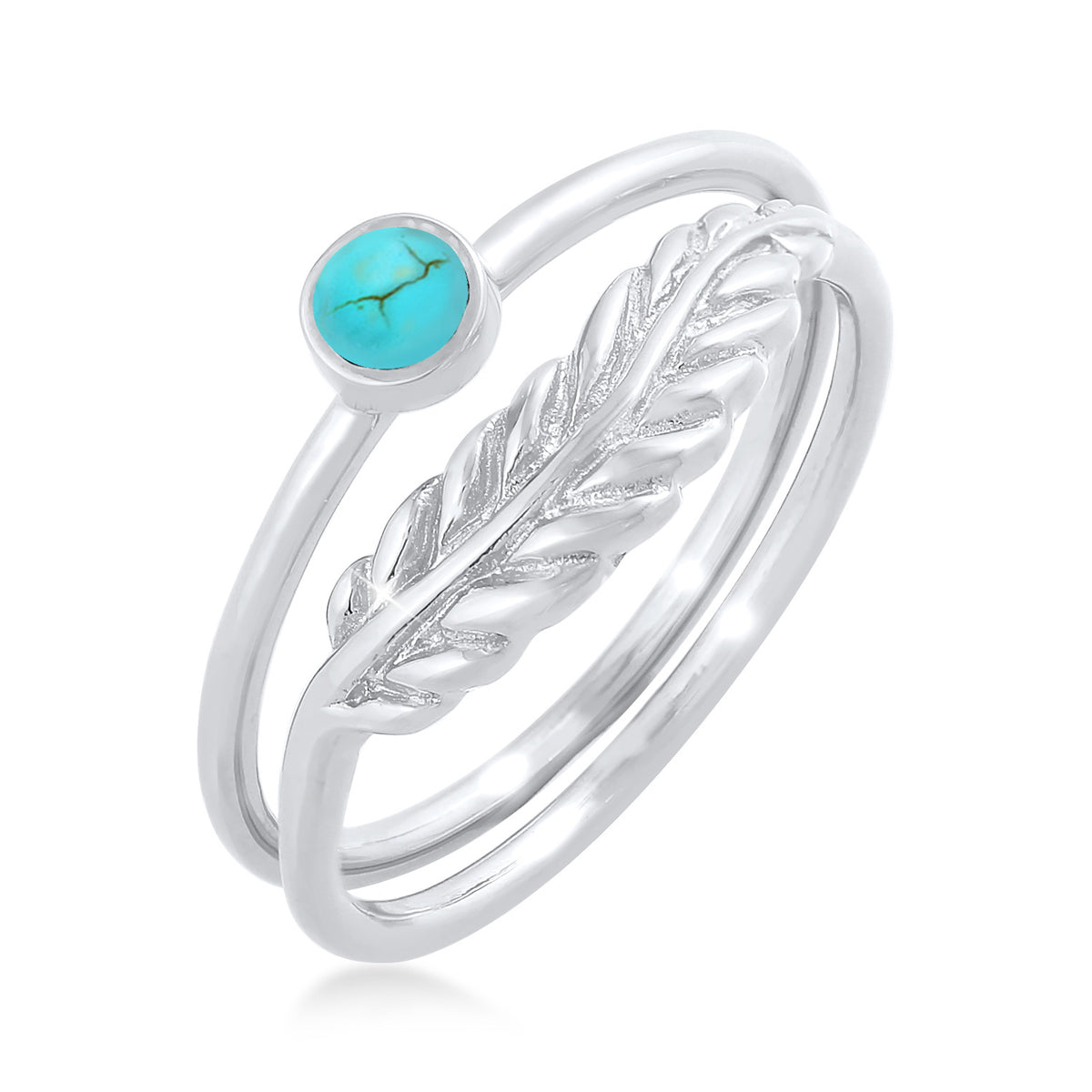 Silber - Elli | Ringset | Howlith ( Türkis ) | 925er Sterling Silber