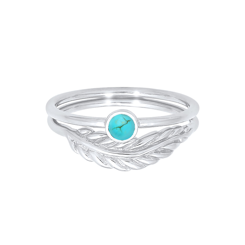 Silber - Elli | Ringset | Howlith ( Türkis ) | 925er Sterling Silber