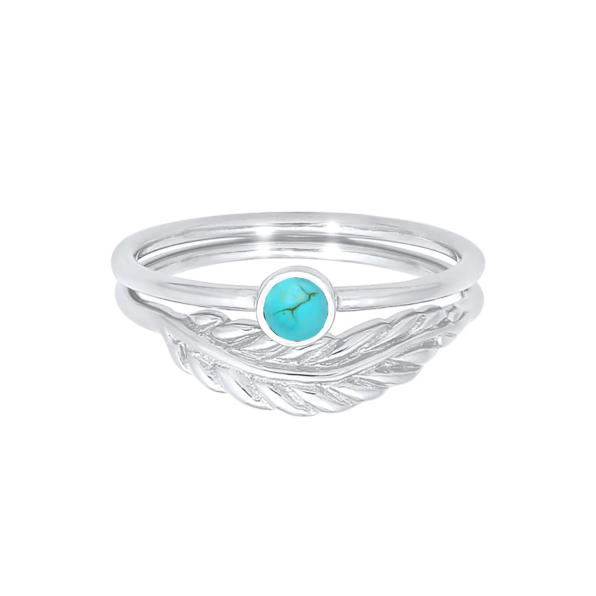 Silber - Elli | Ringset | Howlith ( Türkis ) | 925er Sterling Silber