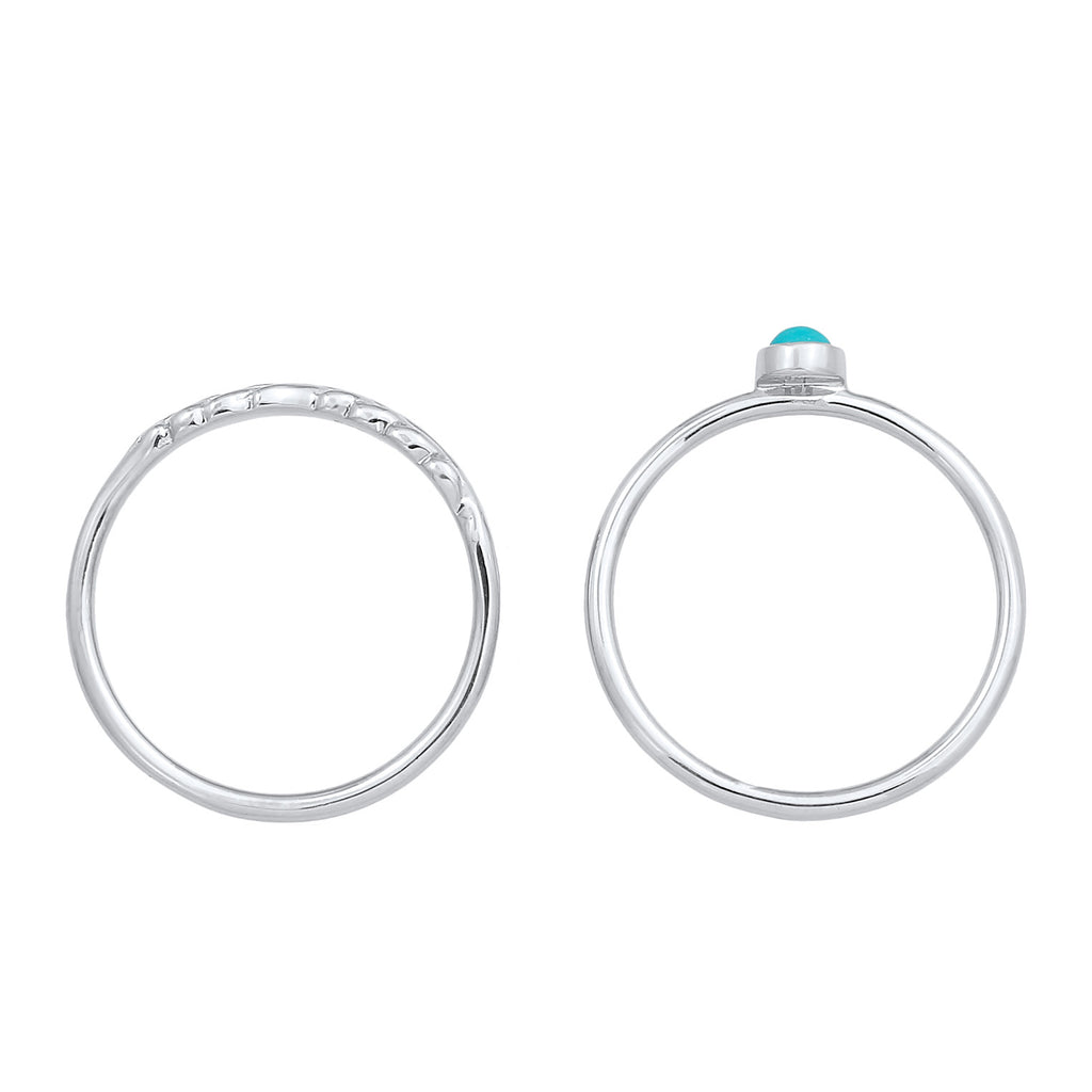 Silber - Elli | Ringset | Howlith ( Türkis ) | 925er Sterling Silber