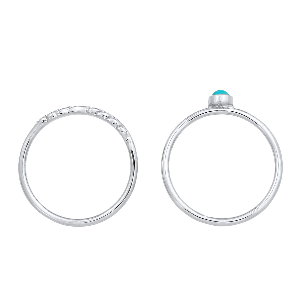 Silber - Elli | Ringset | Howlith ( Türkis ) | 925er Sterling Silber