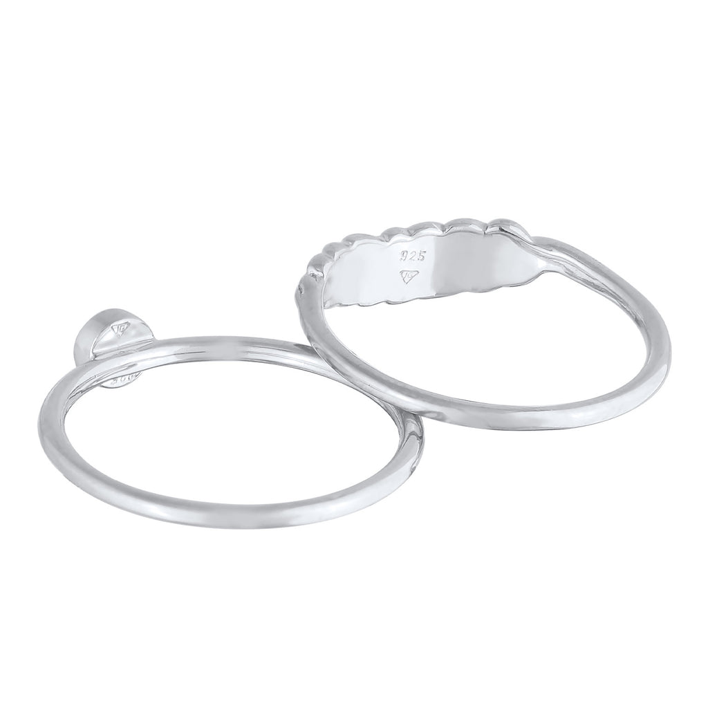 Silber - Elli | Ringset | Howlith ( Türkis ) | 925er Sterling Silber