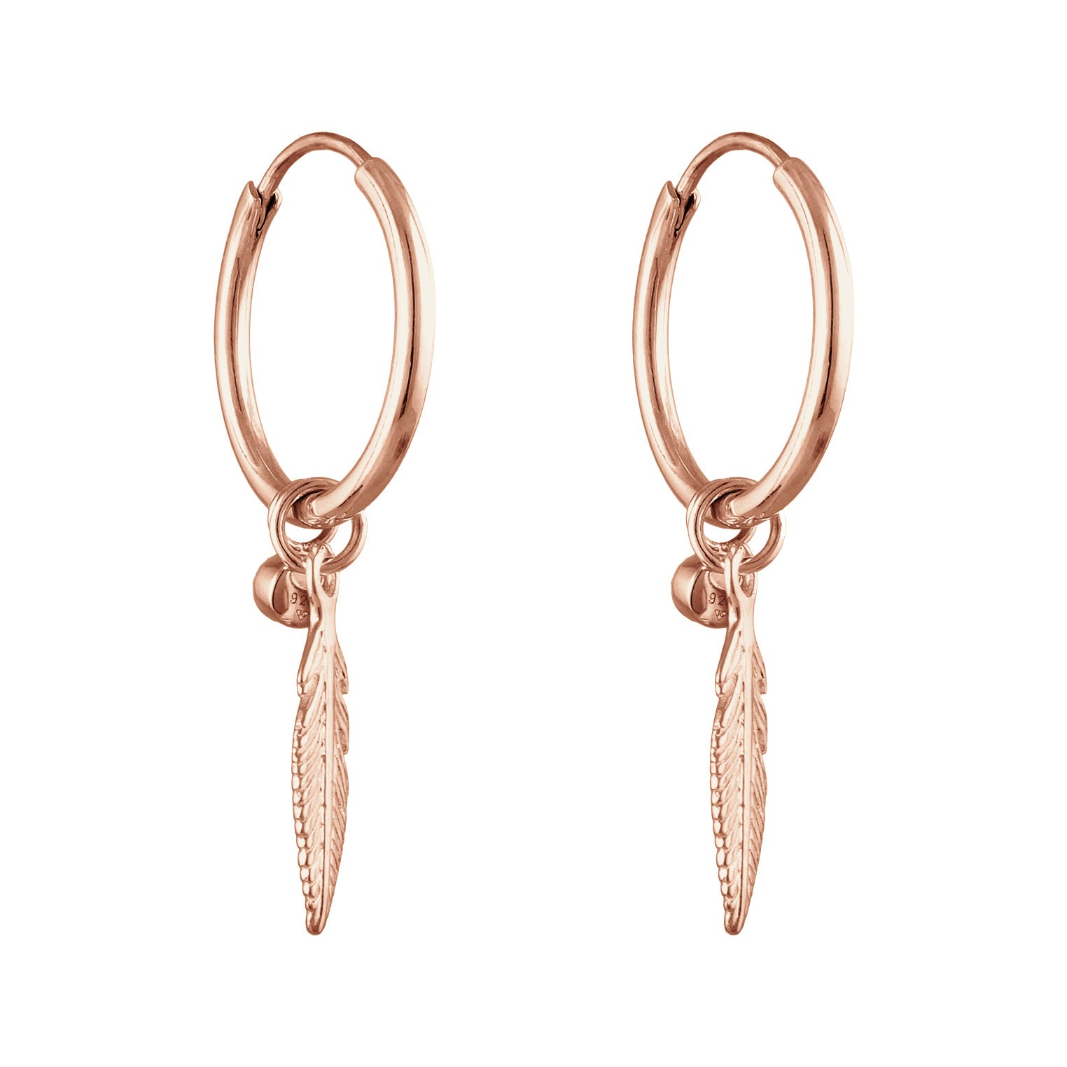 Roségold - Elli | Creole Feder | Kristall (Weiß) | 925 Sterling Silber Rosegold