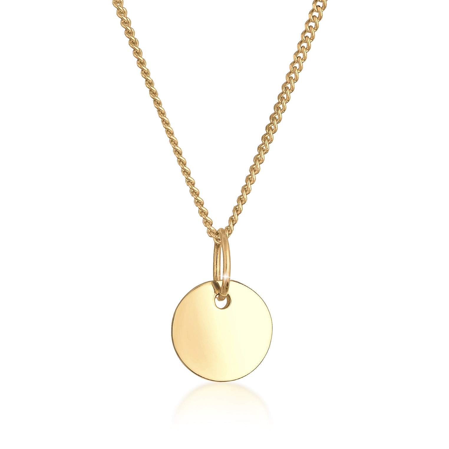 Gold - Elli PREMIUM | Halskette Plättchen | 585 Gelbgold