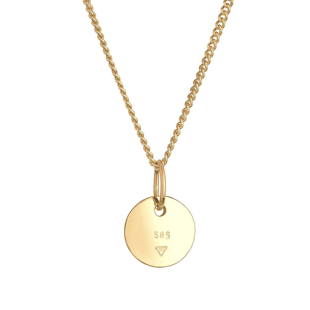 Gold - Elli PREMIUM | Halskette Plättchen | 585 Gelbgold