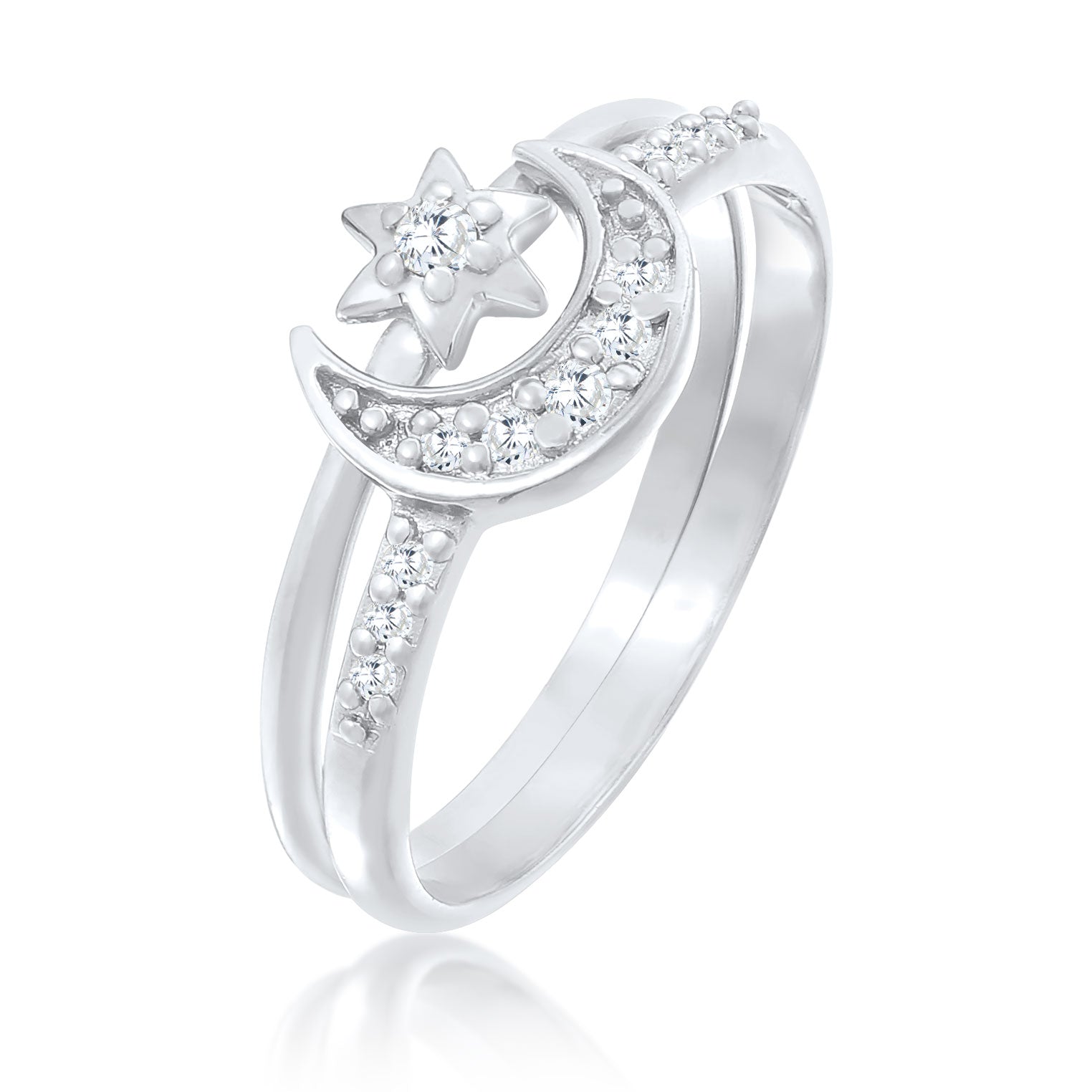 Silber - Elli | Ringset Astro | Zirkonia ( Weiß ) | 925er Sterling Silber