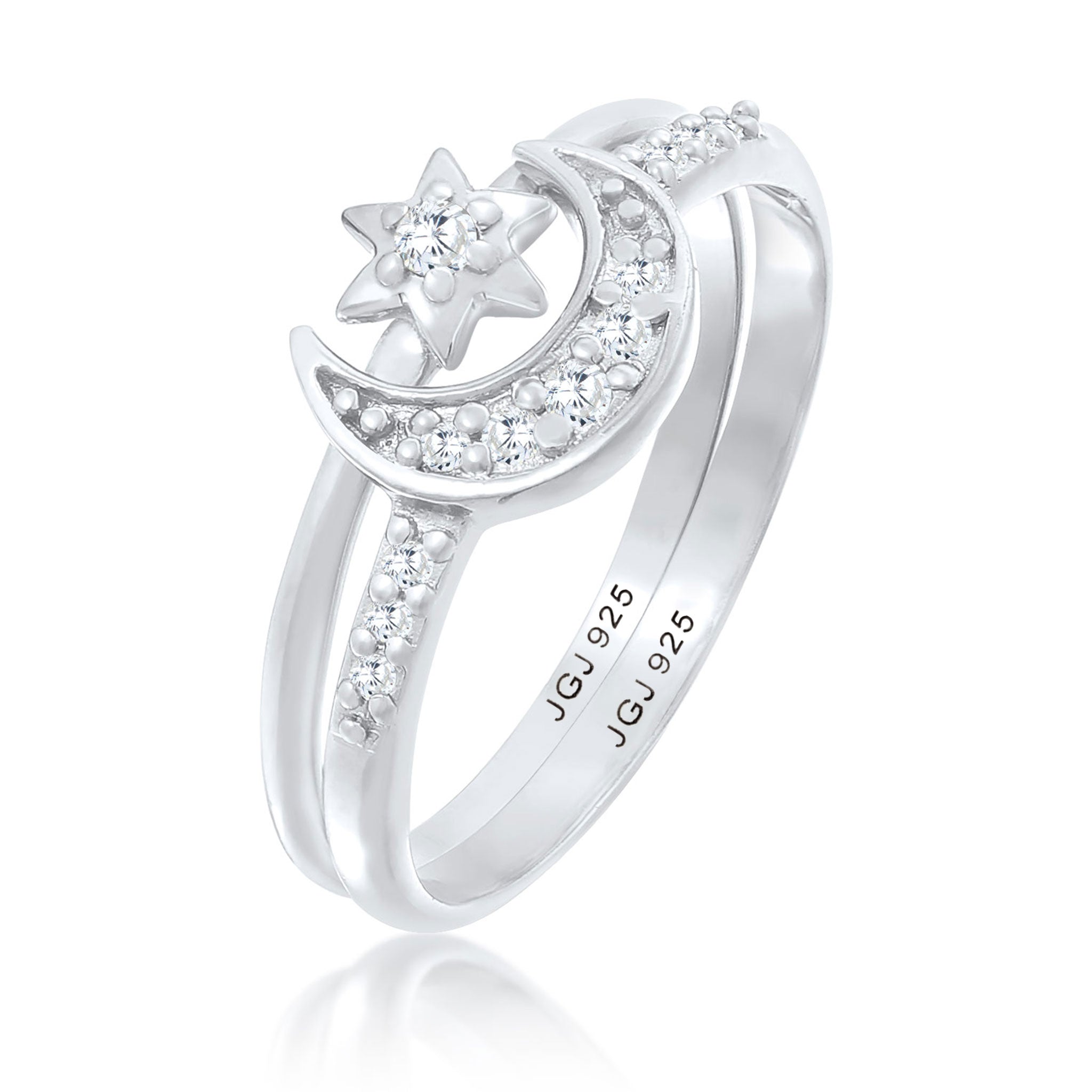 Silber - Elli | Ringset Astro | Zirkonia ( Weiß ) | 925er Sterling Silber