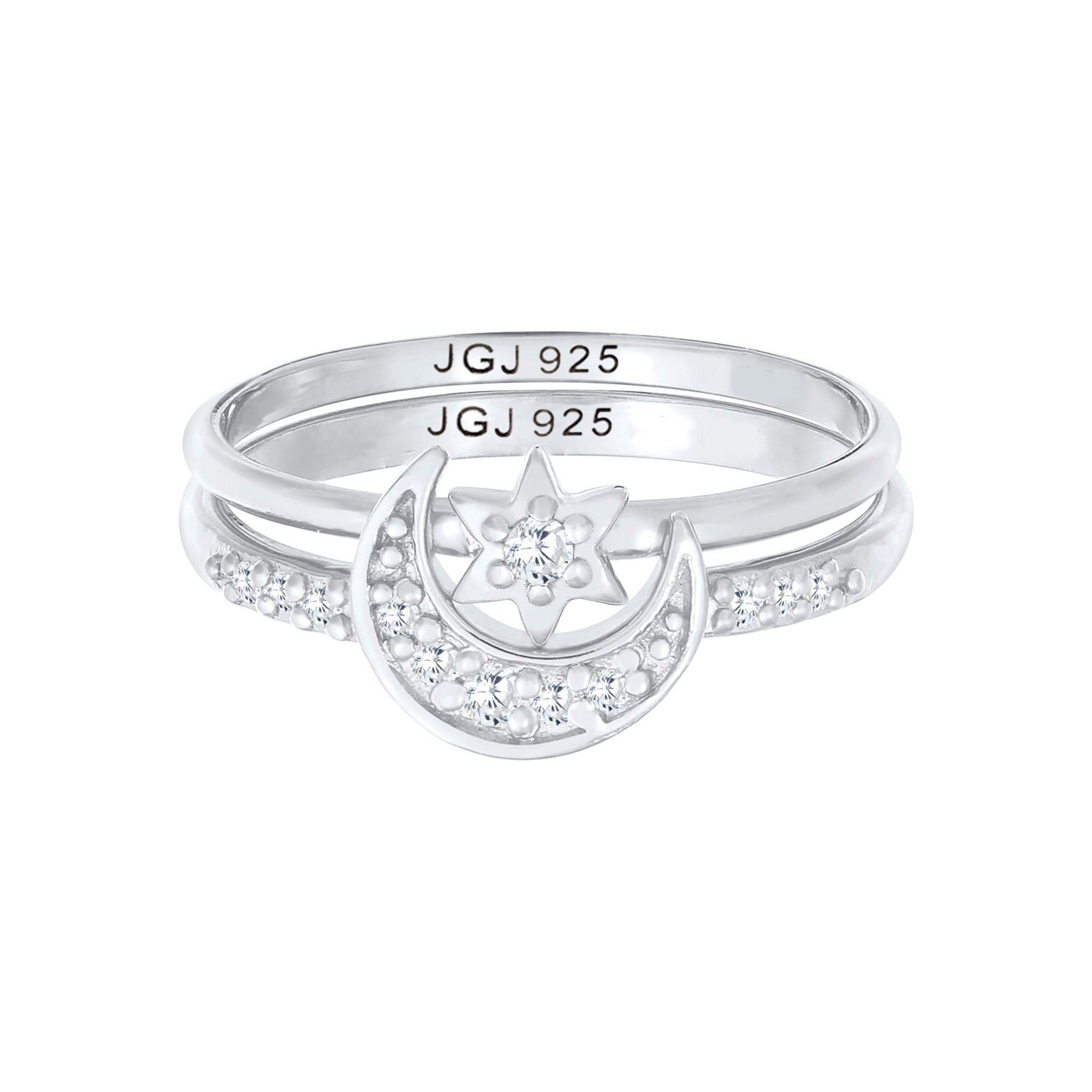 Silber - Elli | Ringset Astro | Zirkonia ( Weiß ) | 925er Sterling Silber