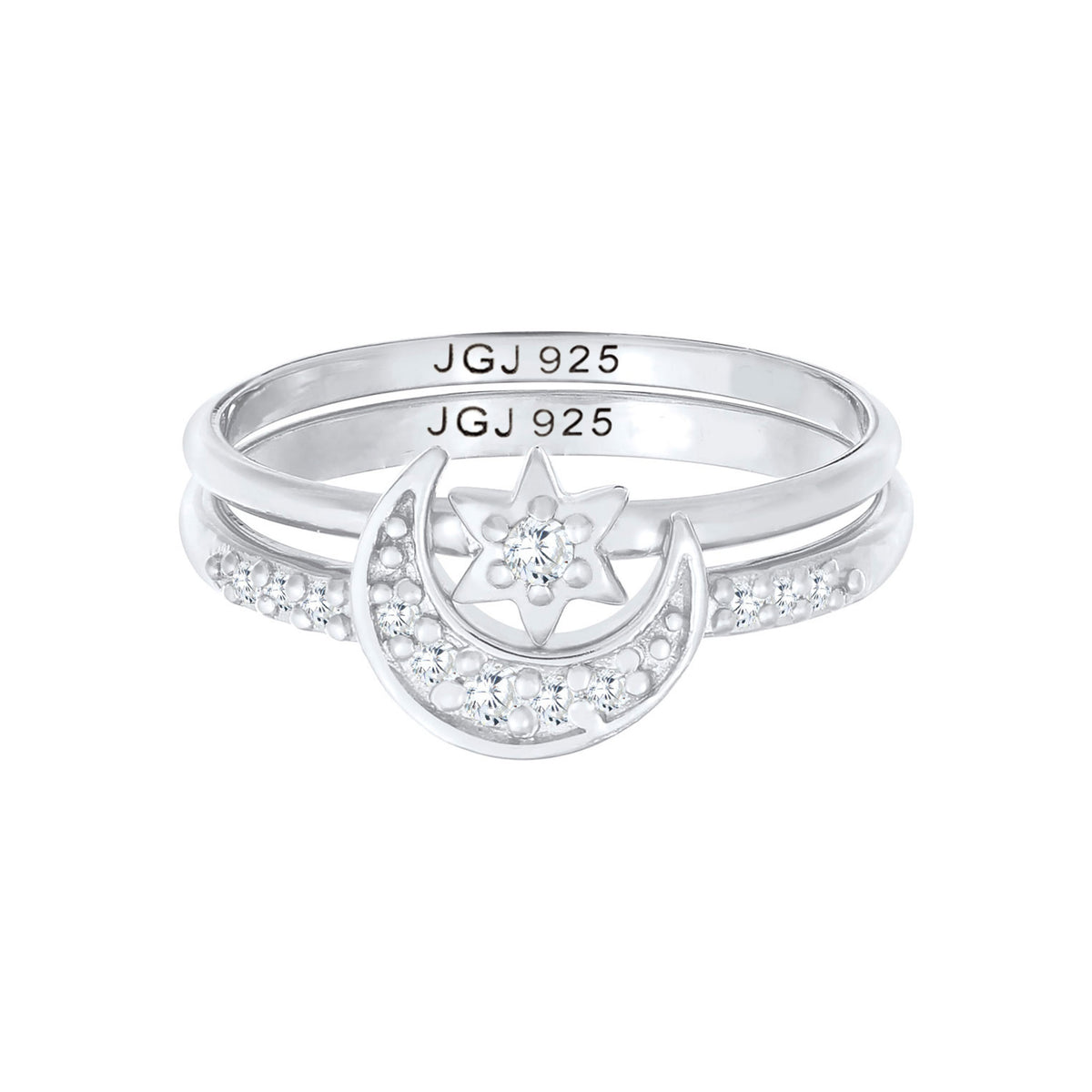 Silber - Elli | Ringset Astro | Zirkonia ( Weiß ) | 925er Sterling Silber