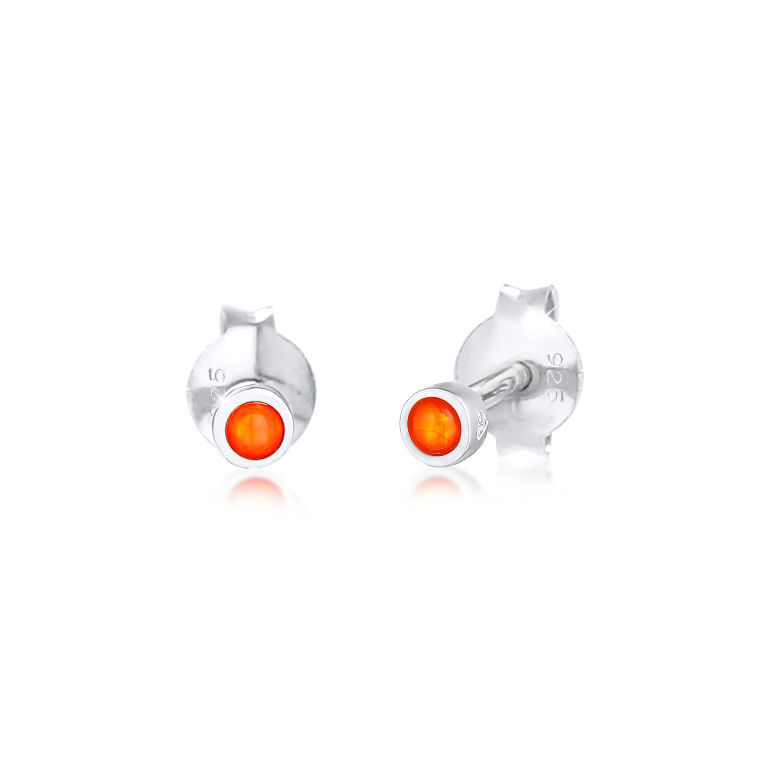 Silber - Elli | Ohrstecker | Opal ( Orange ) | 925er Sterling Silber