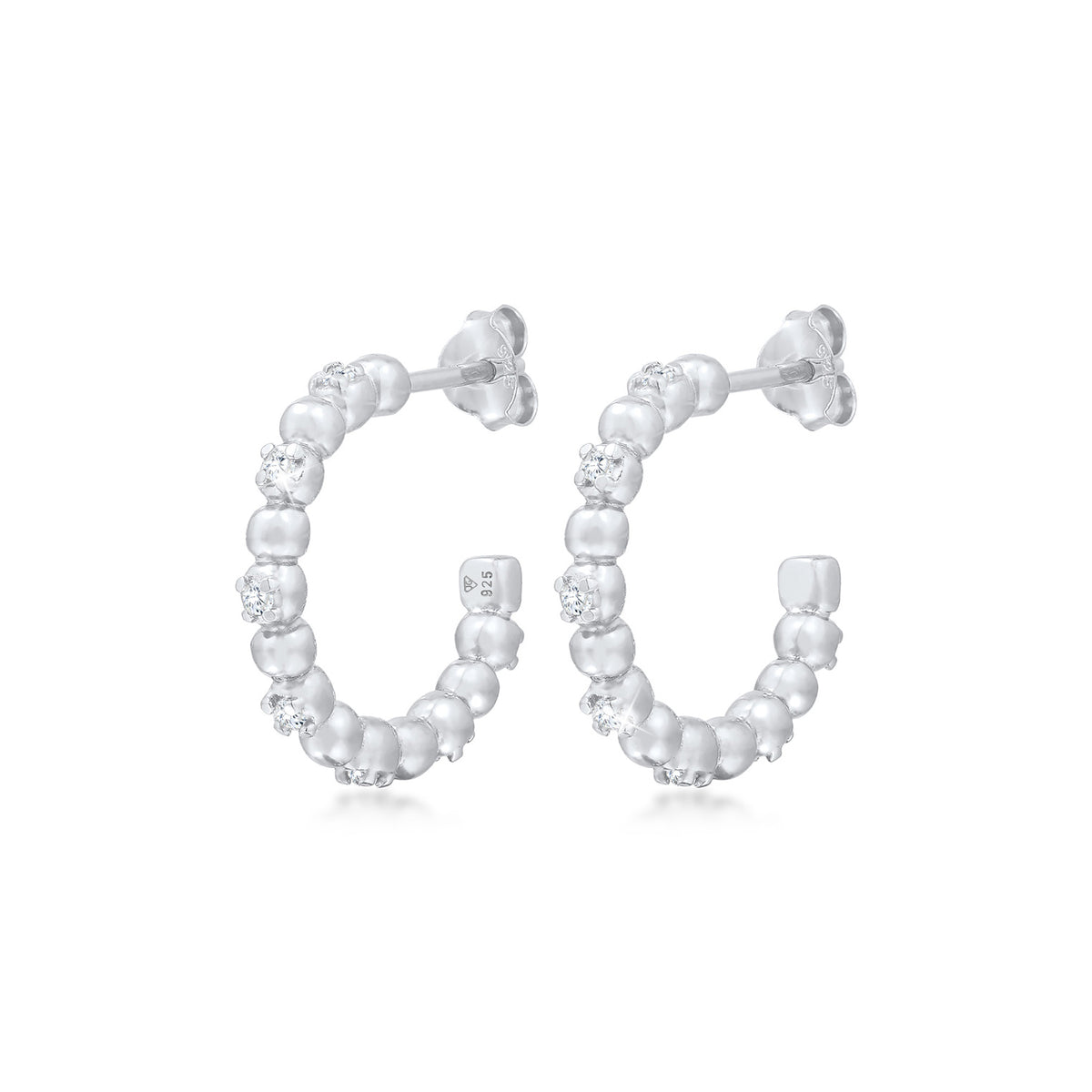 Silber - Elli | Creole Kugel | Zirkonia ( Weiß ) | 925er Sterling Silber
