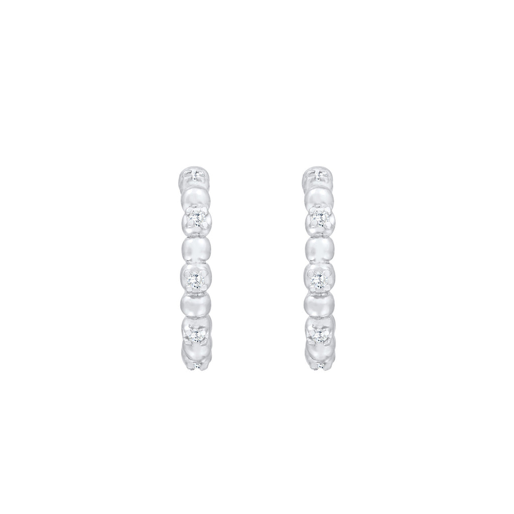 Silber - Elli | Creole Kugel | Zirkonia ( Weiß ) | 925er Sterling Silber