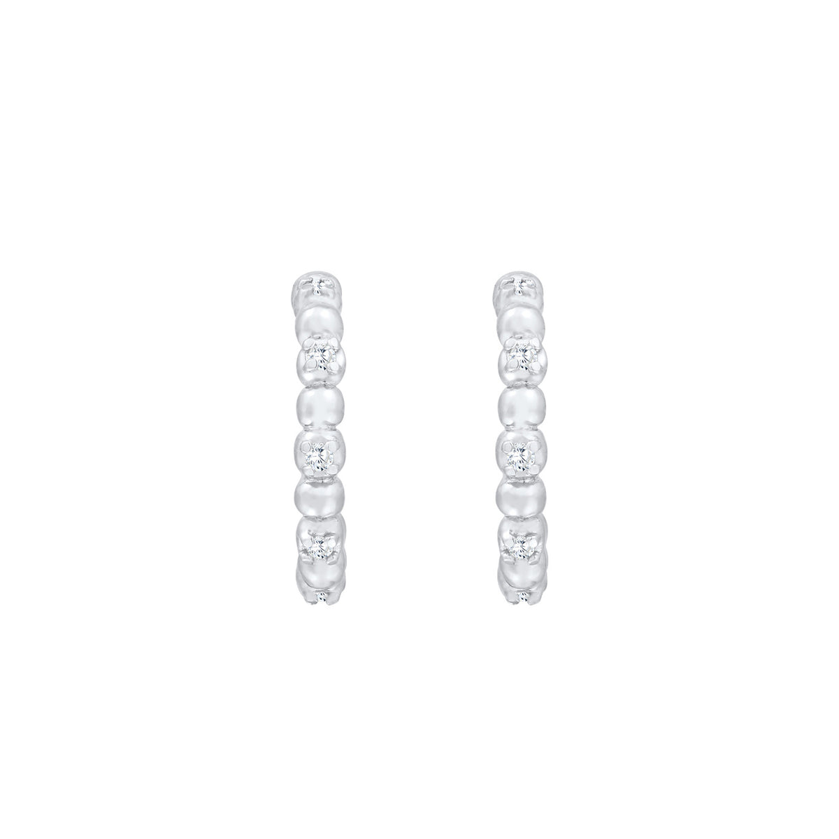 Silber - Elli | Creole Kugel | Zirkonia ( Weiß ) | 925er Sterling Silber