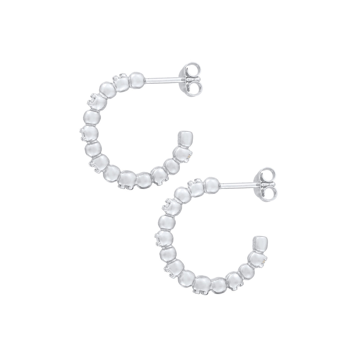 Silber - Elli | Creole Kugel | Zirkonia ( Weiß ) | 925er Sterling Silber