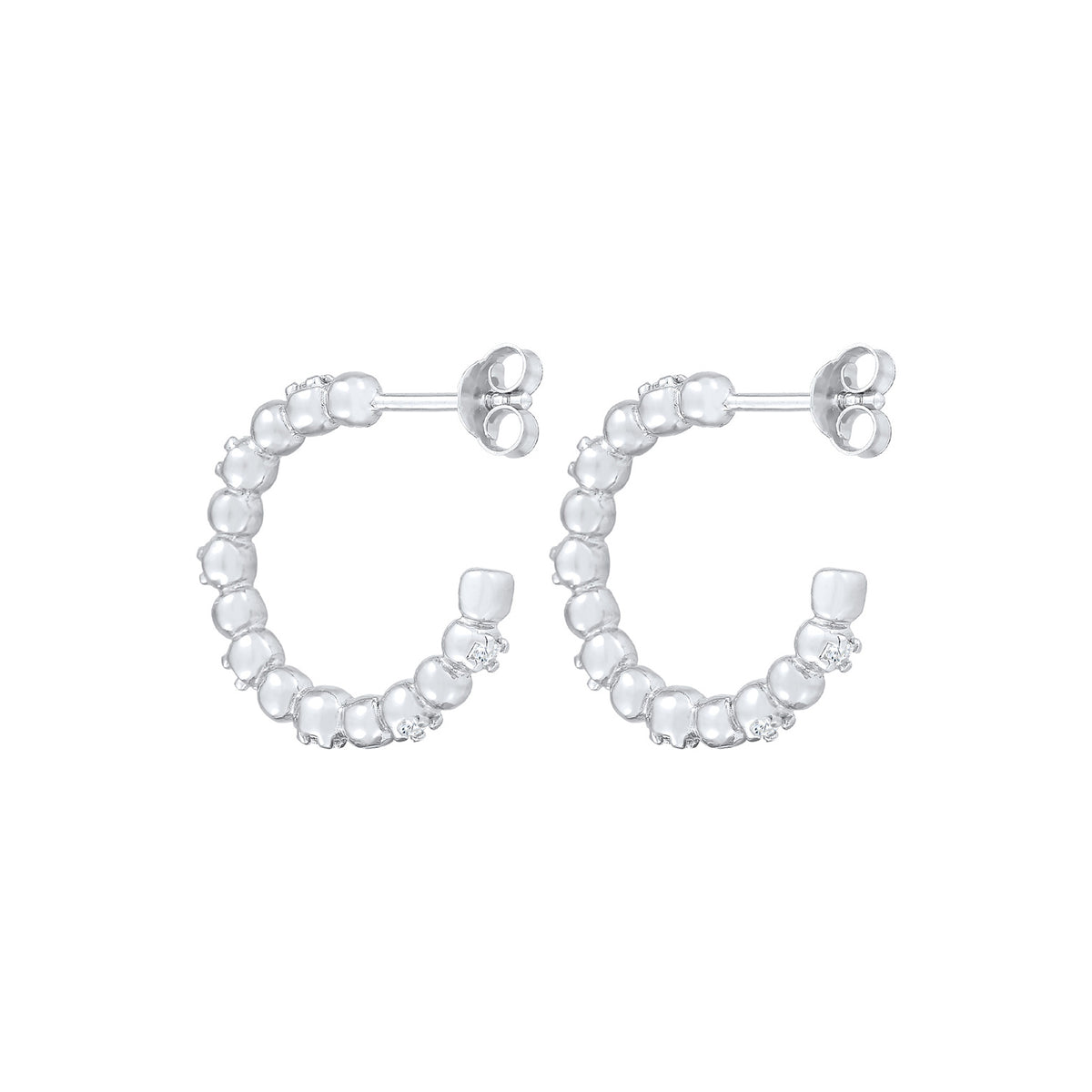 Silber - Elli | Creole Kugel | Zirkonia ( Weiß ) | 925er Sterling Silber