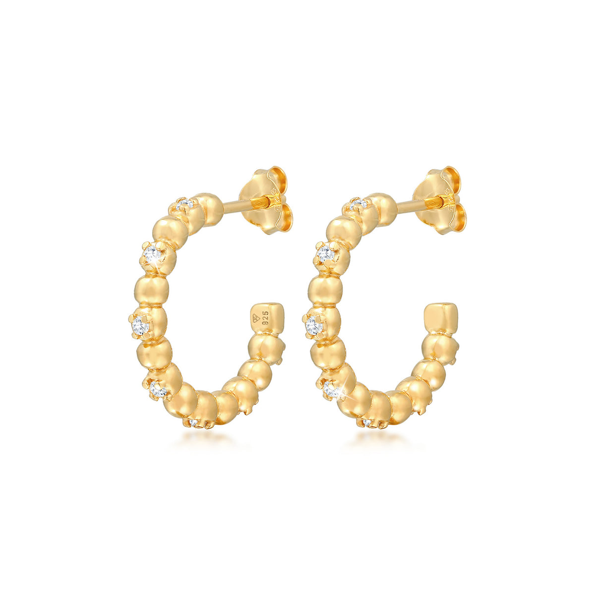 Gold - Elli | Creole | Zirkonia ( Weiß ) | 925 Sterling Silber vergoldet