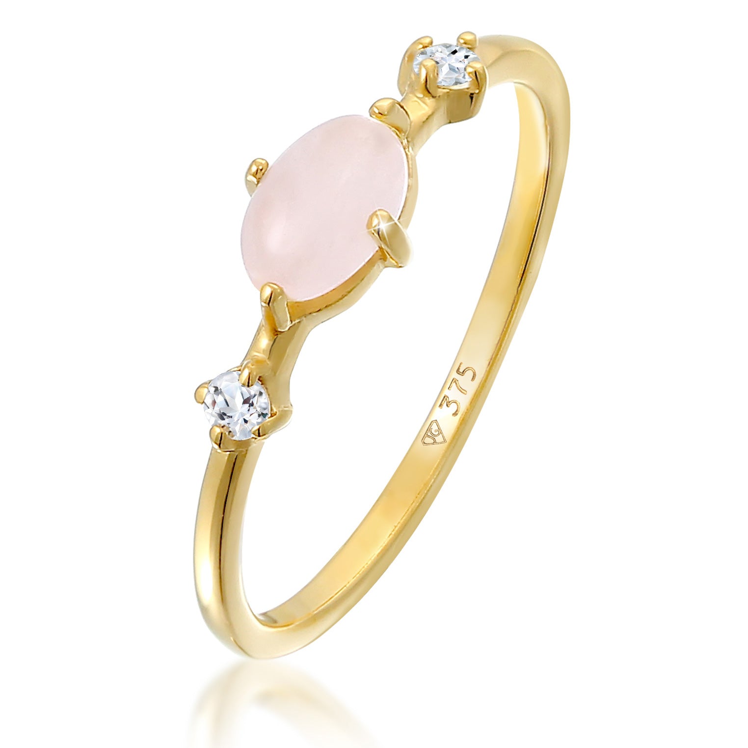 Gold - Elli PREMIUM | Ring | Quartz (rosa), Topas (weiß) | 375er Gelbgold