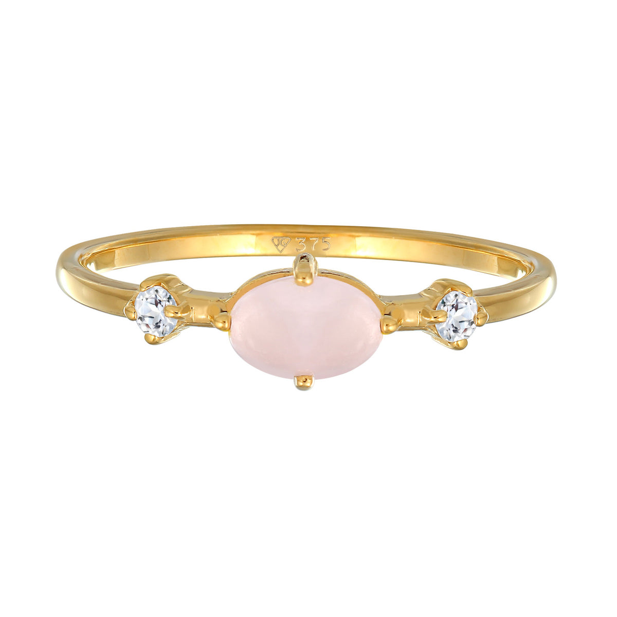 Gold - Elli PREMIUM | Ring | Quartz (rosa), Topas (weiß) | 375er Gelbgold