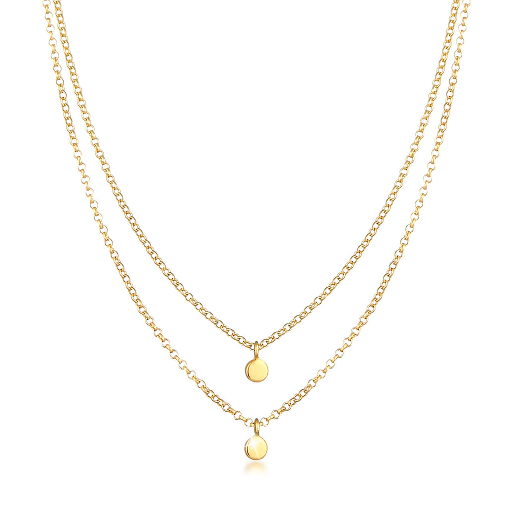 Gold - Elli PREMIUM | Layer-Halskette Geo | 375 Gelbgold
