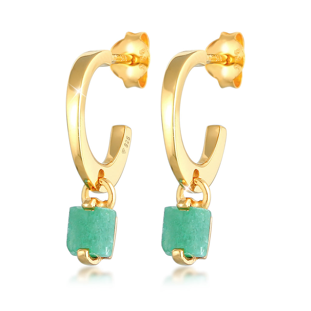 Gold - Elli PREMIUM | Creolen | Jade (grün) | 925er Sterling Silber